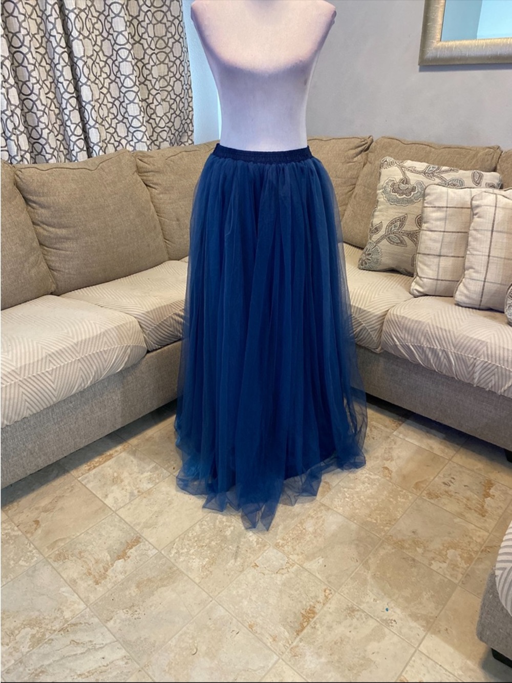 New Large 32 inches Waist Navy Tulle Tutu Maxi Skirt